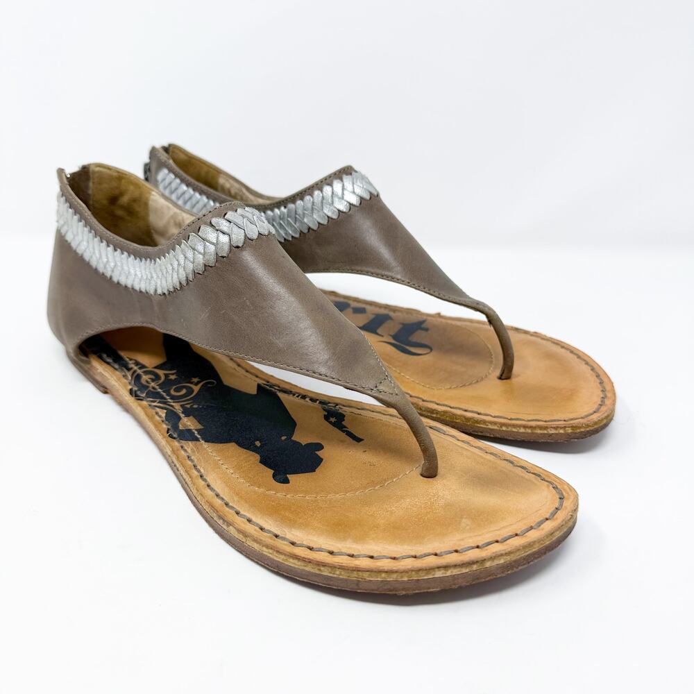 Lucchese Spirit Tan Leather Carly Gladiator Sandals Size 10 Thong Style Back Zip - Picture 8 of 8